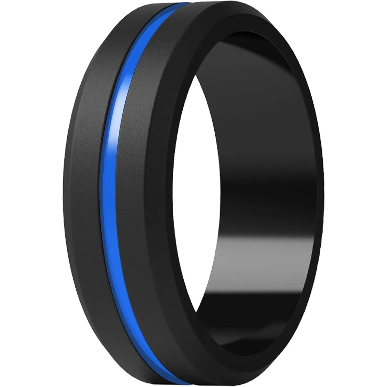Men's Silicone Wedding Bands Variety Set with Brushed Top and Engraved Line, Flexible No Gemstone Hypoallergenic Wedding Ring for Active Lifestyle, Workout, Lifting, Climbing, Extreme Duties, 8.2Mm Wide, Thick, Male Wedding Bands