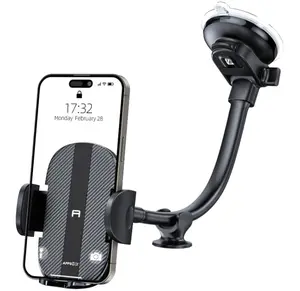 APPS2Car Cell Phone Holder for Car Dashboard Windshield Phone Mount for Car Long Arm Car Phone Holder Mount Strong Suction Cup Anti-Shake Stabilizer Compatible for iPhone, Samsung, All Smartphones