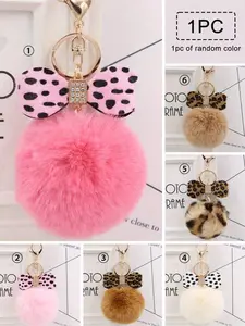 Boho Style Polyester Leopard Print Bow Keychain with Pendant, Practical Accessory for Backpacks, Cars, Wallets, Fashion Key Ring for Phones, Unique Gift for Girls, Leopard Print Keychain Accessories