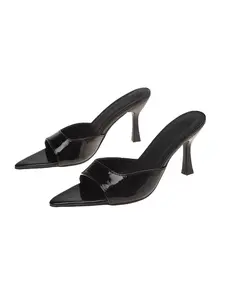 Women's Summer Outdoor Pointed Toe High Heel Stiletto Sandals, PU Leather Elegant One Strap Slippers, Perfect for Parties Valentine's Day