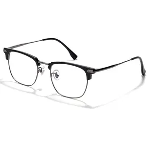 Blue Blocker Glasses for Men Metal Browline Computer Gaming Glasses With Blue Ray Filter (Gunmetal/Black TR90 Eyeglasses)