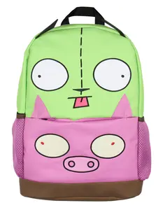 Invader ZIM TV Show Gir And Pig Character Faces Bag Tote Backpack For Daily Use 16"