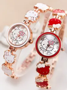 Adorable Cat Watch Women Fashion Cute Children Bracelet Steel Band Quartz Analog Electronic Student Gift Birthday Present