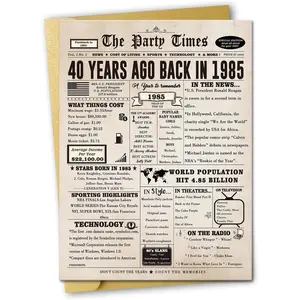 Big 40th Birthday Card Gift for Men Women or Him Her, Happy 40 Year Old Birthday Greeting Card for Mom Dad, Vintage 40th Birthday Decorations for Husband Wife