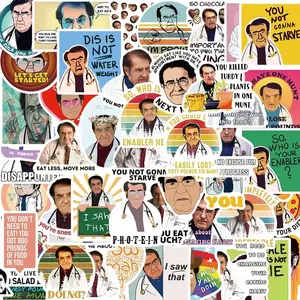 50 Pcs Cartoon Dr.now Weight Loss Stickers, Waterproof Peel-And-Stick Decorative Stickers for Water Bottles, Fridge, Skateboard, Notebook