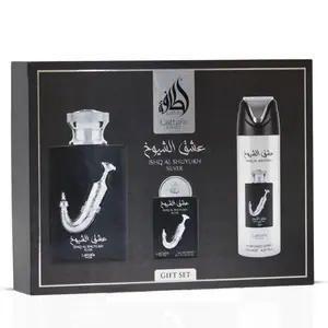Lattafa Pride Ishq Al Shuyukh Silver 3-Piece Eau de Parfum Gift Set | A Solar Flare of Spice & Golden Woods (Gift Set)