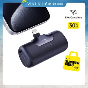 iWALK LinkPod 5 Portable Charger - 5500mAh (5000-10000mAh Range) 20W PD Fast Charging Mini Plug-In Power Bank with LED Display, Lightning Connector for iPhone 14/13/12/11/X/8/7, Smartphone Accessories,summervibes outdoorfun Chargeable