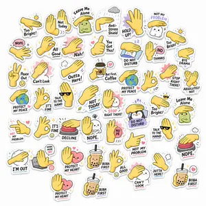 50Pcs Funny Hand Gesture Meme Stickers, Cute Self Care Vinyl Decals for Laptop Water Bottle Phone Case Journal