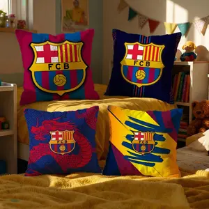 Football sport Barcelona Cushion Cover INS Style Exquisite Print Short Plush Pillow Case Soft Skin-Friendly Durable Throw Pillow Cover 40x40 Viral Trendy Aesthetic Cozy Luxury Home Decor Living Room Bedroom Sofa Couch Home Textile Room Cozy Accessories