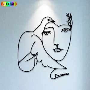 1pc Dove & Abstract Face Metal Wall Art,Dove & Abstract Face Statue Mural, Ideal Gift for New Year, Easter, Art Enthusiasts, Weather-Resistant Metal Wall Decor Wall Sculptures, Perfect for Living Room Wall & Garden Fence, Unique Home Decor