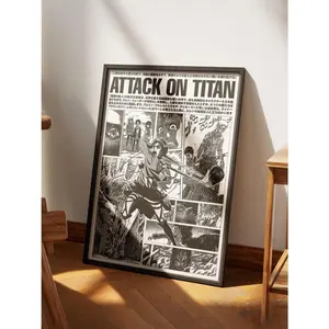 Attack on Titan Poster V2, AOT Print, Anime Poster, Manga Art Print, Vintage Minimalist Anime Wall Art, Shingeki No Kyojin, Eren Yeager (No Frame)
