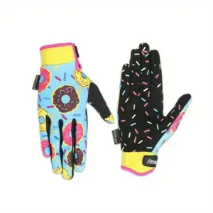 Unisex Cartoon Donut Pattern Touchscreen Full Finger Gloves, Windproof & Waterproof & Anti-Slip Outdoor Sports Gloves with Adjustable Wrist Velcro, Sports Accessories for Cycling, Running, Hiking