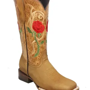 Rose Boot for Lady - Floral Design with Red Roses, Booted-In Detail, and Comfortable Fit - Girl, Footwear Honey Leather Women Walking Shoes