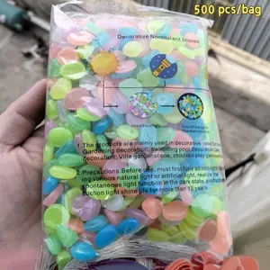 500pcs/lot Night Glow Stone DIY Decorations for Aquariums & Gardens, Fluorescent Rocks for Fish Tank Scenery Enhancement