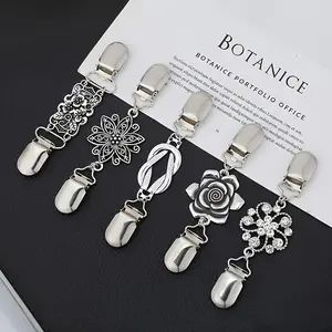 Women's Vintage Sweater Clips Set, 5-Piece Back Strap Dress Clamps, Retro Style Shawl Clips for Women & Girls, Versatile Clothing Accessories, Fashion Accessory