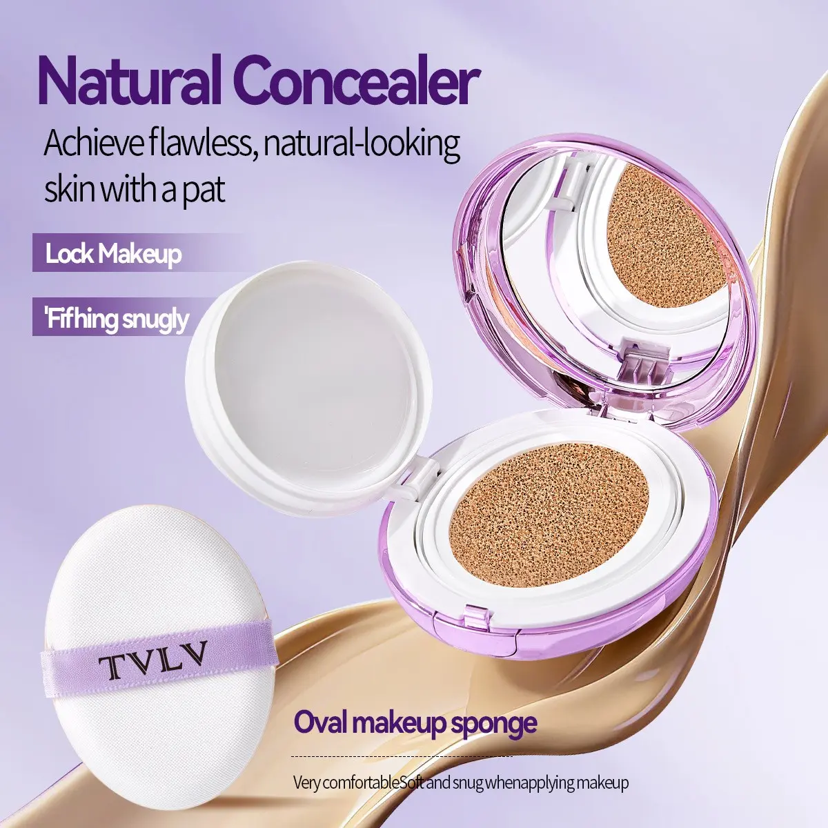 Ttlv Filter Foundation Cushion, Natural Coverage Long-Lasting, Lightweight Breathable, Waterproof Sweatproof, Natural Look, Invisible Pores Brightening, Cosmetic