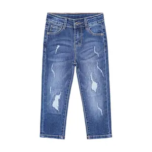4-14T Girls Slim-fit Kids Jeans, Ripped Holes Straight Denim Kids Pants
