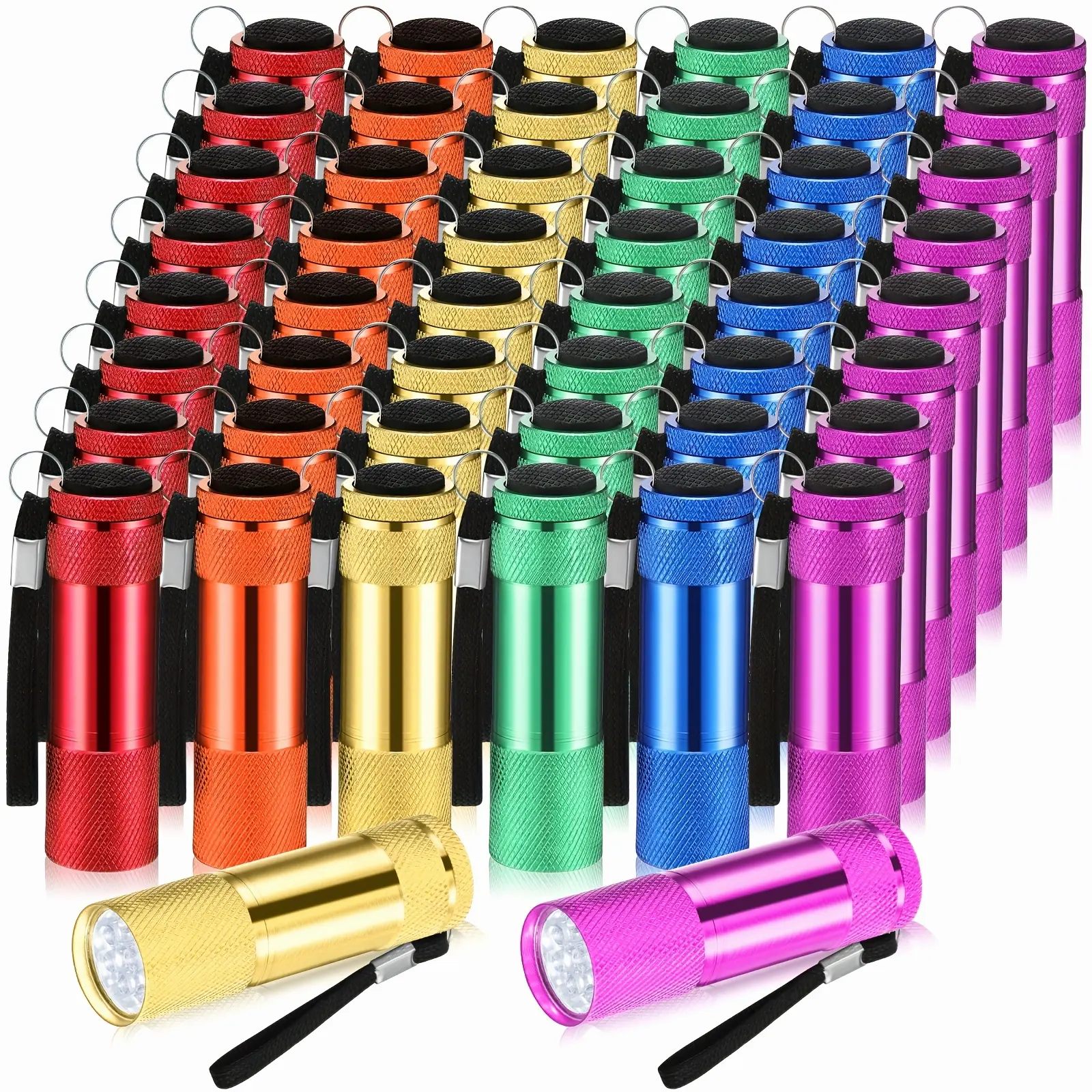 48pcs Mini Flashlights Bulk, Bright Aluminum Handheld Flash Light With Lanyard, Small LED Flashlights For Night Reading Emergency Hurricane Camping Hiking Party Favors(Classic Color)
