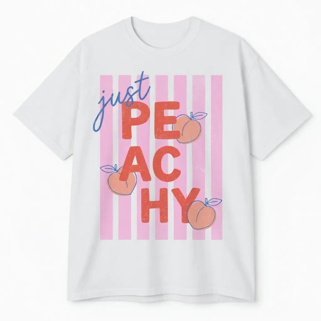 Comfort Colors Just Peachy T-Shirt, Cute Peach Graphic Tee, Summer Fruit Pun Shirt, Retro Aesthetic Top, Trendy Food Lover Tee