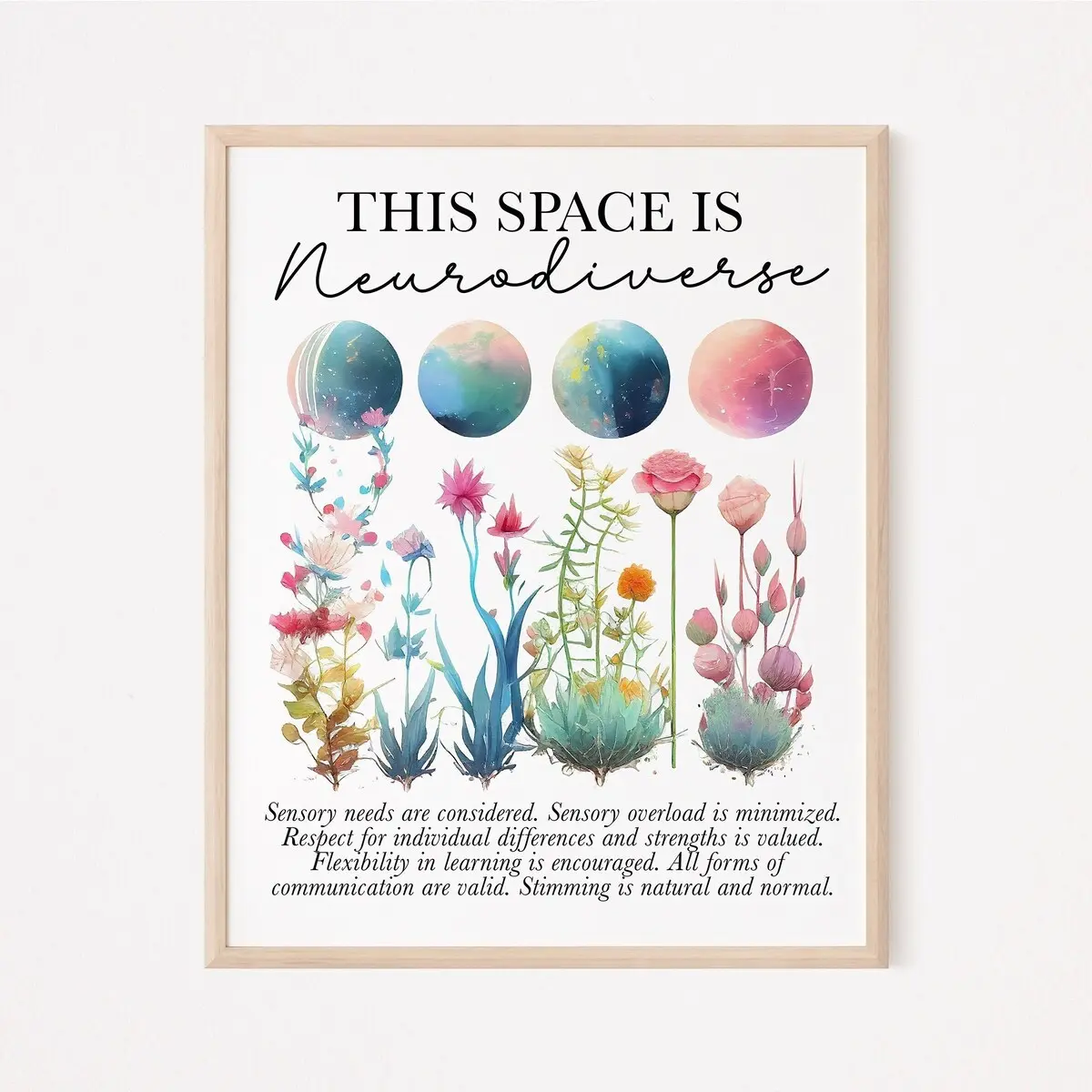 Unframed, Room Decor, Neurodiversity Poster, Autistic Poster, Adhd, Neurodivergent Decor, Psychologist Gift, Social Worker, This Space Is Neurodiverse Print