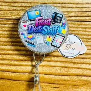 Front Desk Staff Round Shape Badge Reel