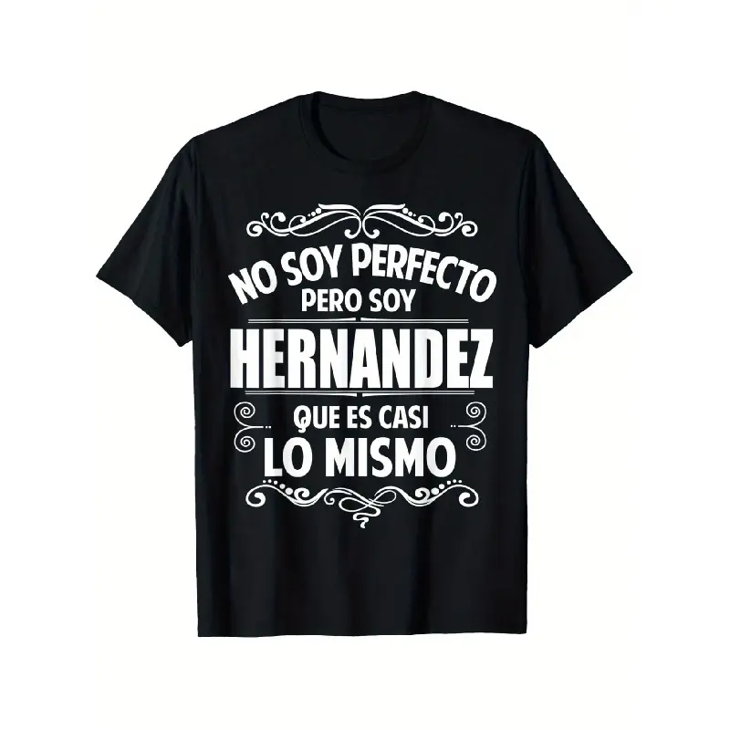 Women's Spanish Hernandez Family Pride T-Shirt - Vintage Mexican Slogan "No Soy Perfecto/No Soy Defecto" & "Hernandez" Name Print, Casual Short Sleeve Tee for Hernandez Last Name Outfits Crewneck Tshirt