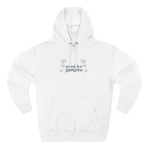 Sensitive Gangsta Fleece Hoodie, Cozy Sweatshirt for Comfort, Perfect Gift for Mushroom Lovers, Relaxed Style, Casual Wear, Unisex Apparel Adjustable Everyday Fabric Womenswear