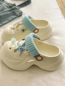 Coastal Starfish & Seashell Clogs - Beachy Vibes, Ultra Height Boost, Soft Non-slip Sole, DIY Friendly, Perfect for Summer Vacay & Casual Outfits!