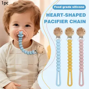 Heart-Shaped Silicone Pacifier Chain, Toy Anti-Loss Strap, Perfect Baby Gift, Convenient Pacifier Holder, Infant Gift