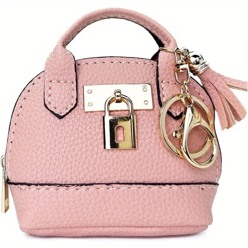 Keychain Coin Purse for Women, Cute Change Purse with Keyring Unique Purse Charms Small Coin Pouch Mini Purses Keychain Wallet with Tassels(DP)