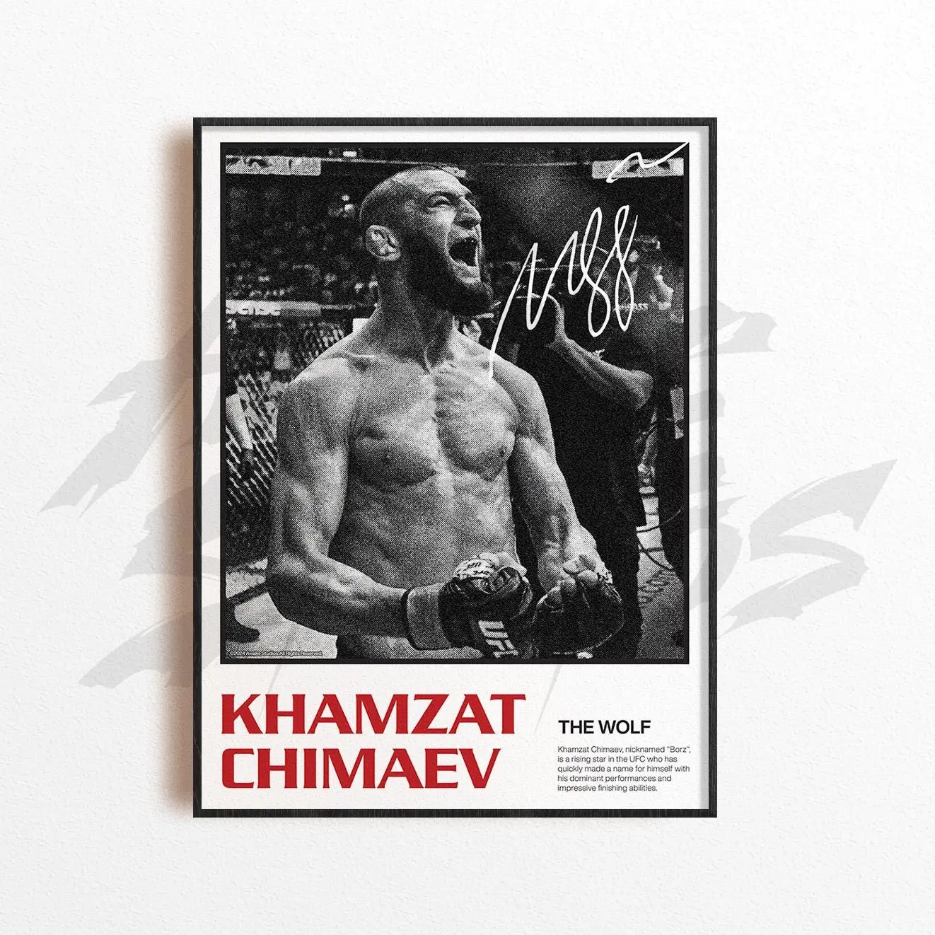 Khamzat Chimaev Art Poster Unframed  , Mixed Martial Arts Wall Decor, Home Gym Decoration, Sports Gift, UFC Fighter Poster Unframed , MMA Art
