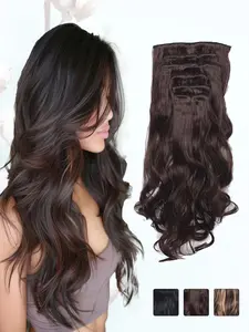 KAIRIYA 6pcs 20 Inch Synthetic Clip-in Hair Extensions Soft Wave Blendable Wigs Wavy Synthetic Hair for Holiday Birthday Party