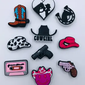 10 Cowgirl Shoe Charms Shoes Cowboy Horse Life Boots Guns Fits Shoe Wristband