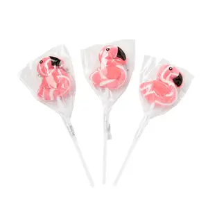 1 3/4" Flamingo Swirl Strawberry Flavor Lollipops - 12 Pc.