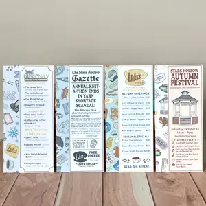 Stars Hollow Reads Bookmark Collection Featuring The Gazette, Luke's Diner Menu, Autumn Festival Flyer & More