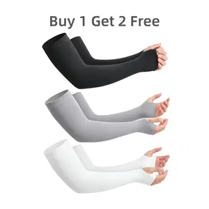【Buy 1 Get 2 Free】Men and Women Ice Silk Sun Protection Arm Sleeves, CasualHalf Finger Design, Flexible, Cool Breathable Summer Fabricfor Outdoor Activities