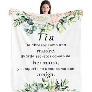 Tia Spanish Quote Flannel Blanket 60x50 Soft Throw Gift For Aunt Floral,Gift For Him, Gift For Her, Mother's Day Gift,summervibes