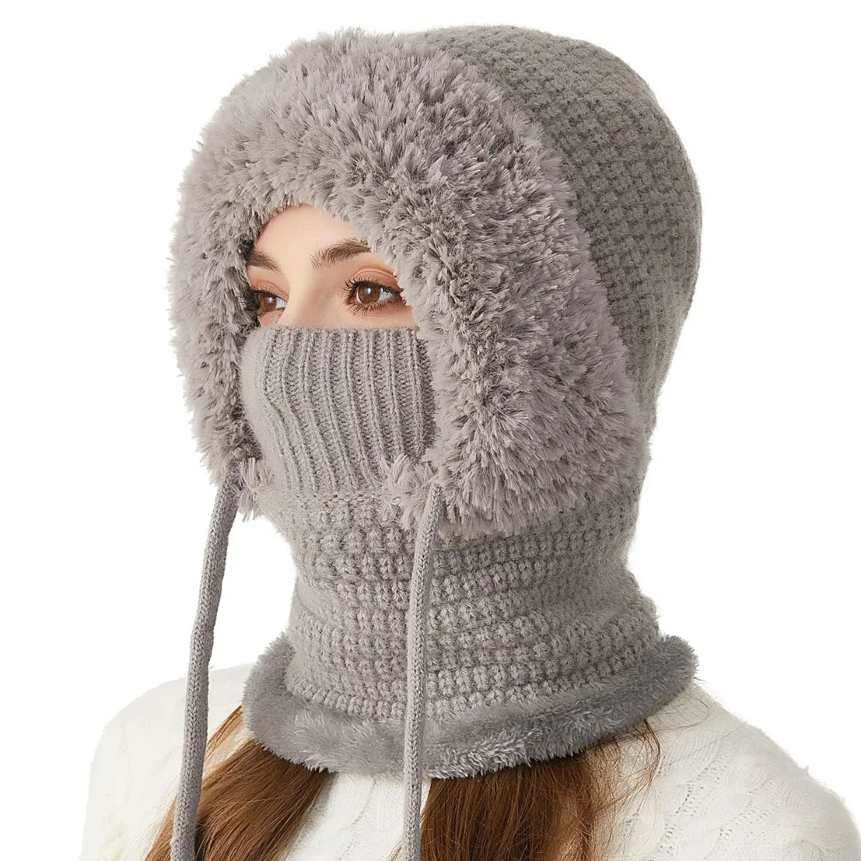 Women’s Cozy 3-in-1 Winter Plush Hat Warm Soft Lightweight Beanie for Cold Days, Great for Daily Wear Travel Shopping Outdoor, Fashion Gift for Ladies Teens