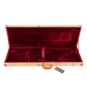 Flower Dance High Grade Electric Guitar Square Hard Case for GST GTL 170 SG & Burning Fire Style Flat Yellow - Lockable Wood & Leather Protection with Extra Neck & Bridge Padding