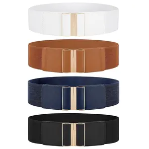 4 Pack Women Stretchy Waist Belt, Vintage Wide Elastic Cinch Belt Waistband for Dress