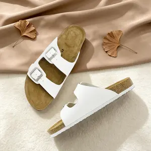 Unisex Open Toe Slide Sandals, Soft Cork Insole Adjustable EVA Shoes, Slip Resistant Casual Footwear for Summer Daily Wear