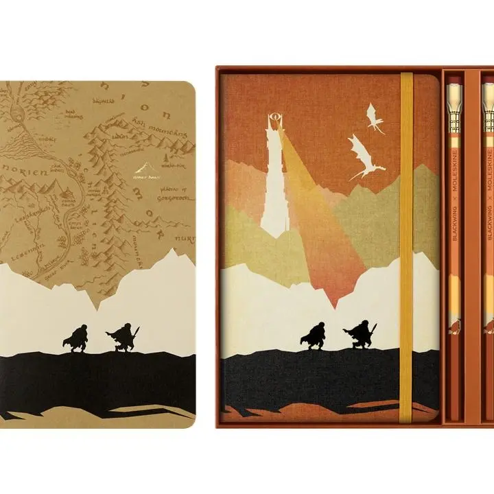 Moleskine Limited Edition The Lord of the Rings Themed Box Set - Hardcover Large (5" x 8.25") Ruled Notebook, 176 Pages, Frodo & Sam Journey Graphic, Cahier Journal & 2 Blackwing Firm Graphite Pencils