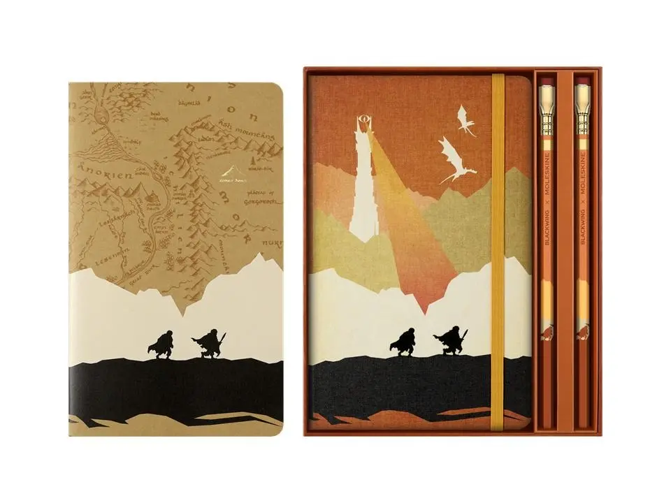 Moleskine Limited Edition The Lord of the Rings Themed Box Set - Hardcover Large (5" x 8.25") Ruled Notebook, 176 Pages, Frodo & Sam Journey Graphic, Cahier Journal & 2 Blackwing Firm Graphite Pencils