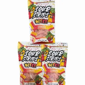 3 Pack Sour Strips Bites Strawbango 6.35oz Candy - Strawberry Snack Fruit Sweet Bonbon variety gummy