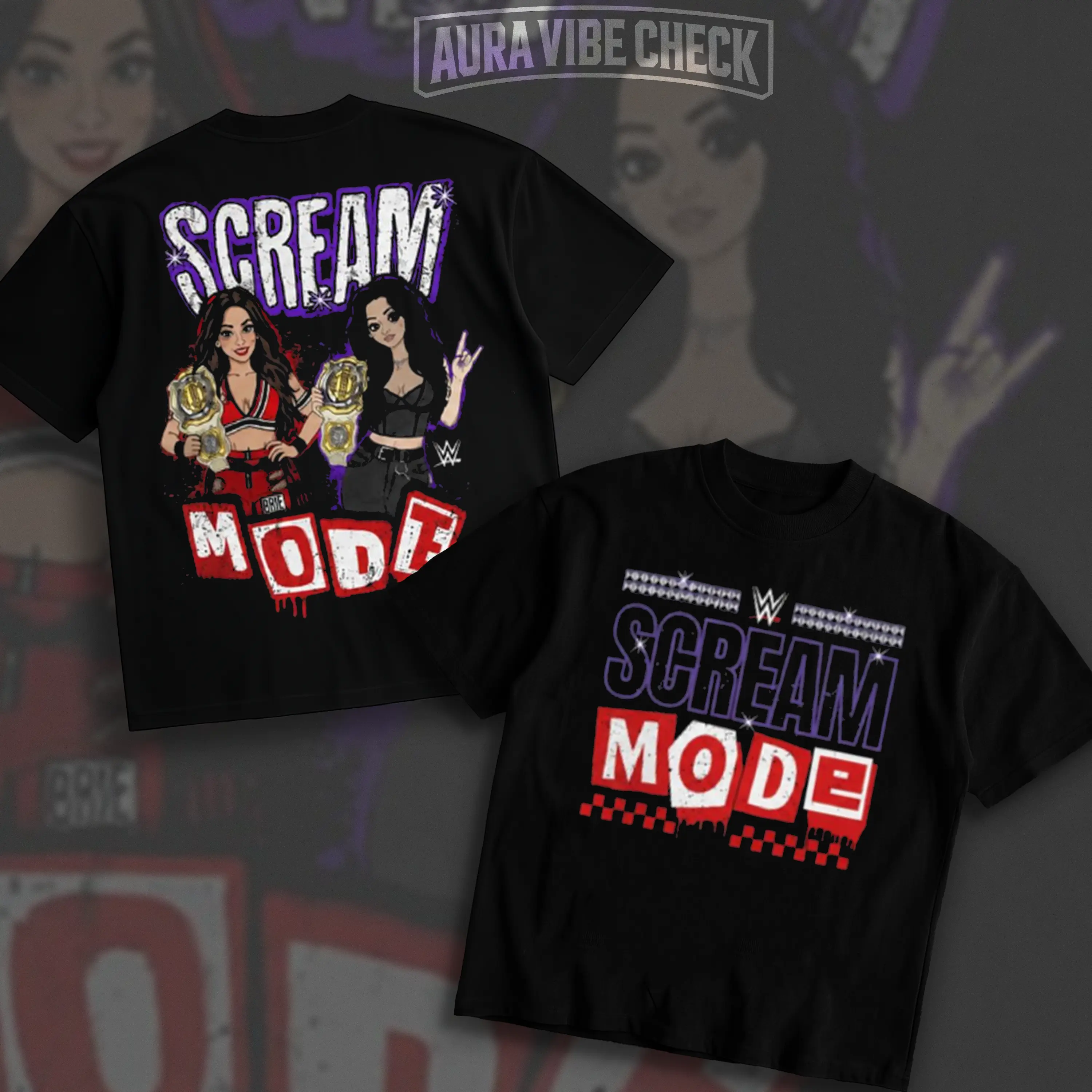 Vintage Paige Brie Bella Scream Mode T Shirt Retro Cartoon Y2K Wrestling Graphic Tee Divas Merch Gift Men