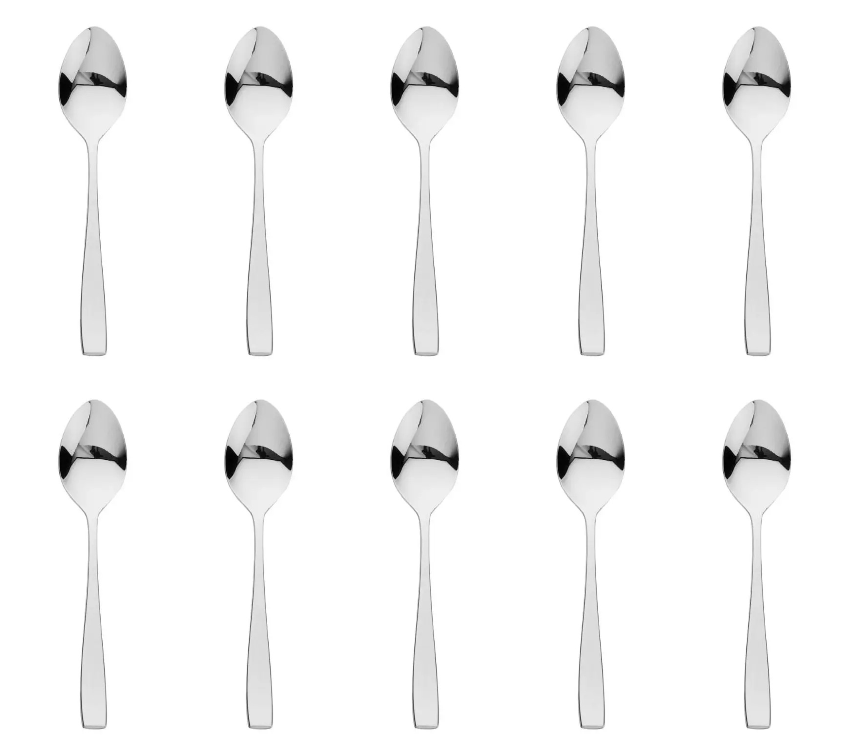 Godinger Set of 10 Chisel Mirrored 18/0 SS Teaspoons