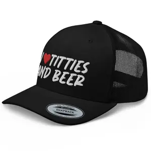 RIVEMUG I Love Titt*es and Beer Premium Trucker Hat  Curved Bill Mid Crown Adjustable Funny Cap