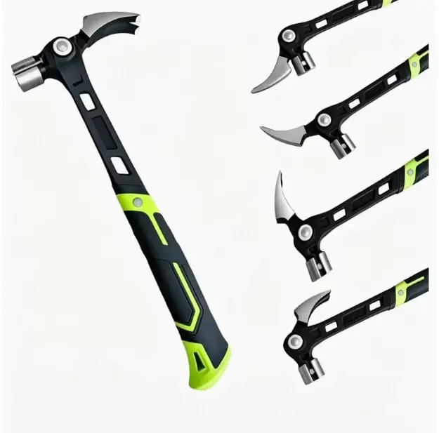 Adjustable Claw Hammer, Multi-Angle Nail Puller with Magnetic Starter & Anti-Vibration Grip, 4-Position Flex Hammer for Workshop Construction Demolition, DIY Prying Tool