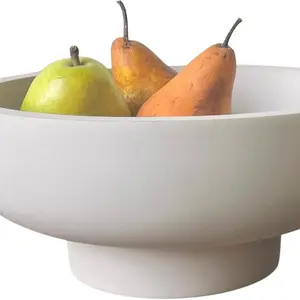 Concrete Fruit Bowl for Kitchen Counter - Large Decorative Bowl for Home Decor - Modern Pedestal Bowl - Key Bowl for Entry Table - Footed Bowl - Entryway Bowl for Keys