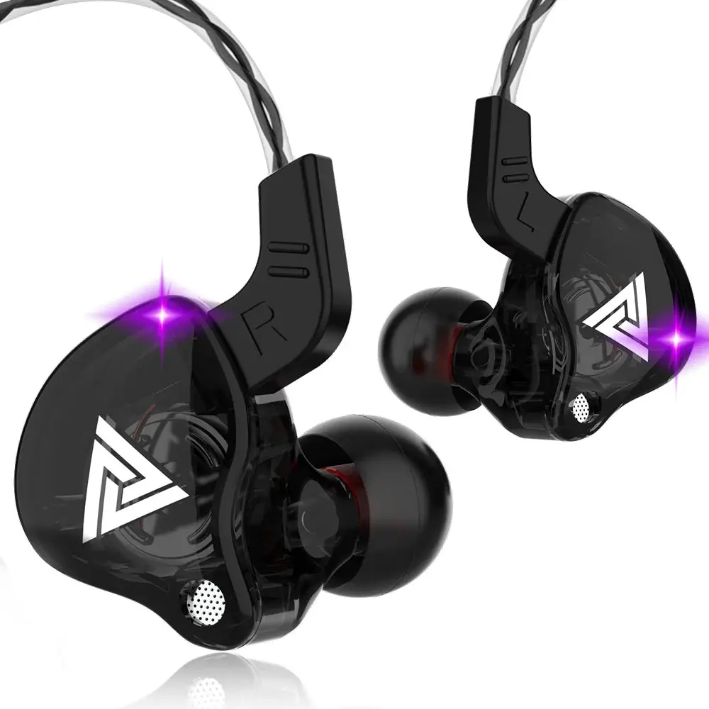 QKZ AK6 3.5mm Plug Wired Earbuds In-Ear Headphones - 6 Dynamic Driver Units, HiFi Sound, Subwoofer Audio, Built-In Mic, Button-Controlled, Silicone Ear Tips, Stereo Sports Monitor for Mobile Devices, Hands-Free Use, Hands-Free In-Ear Headphones